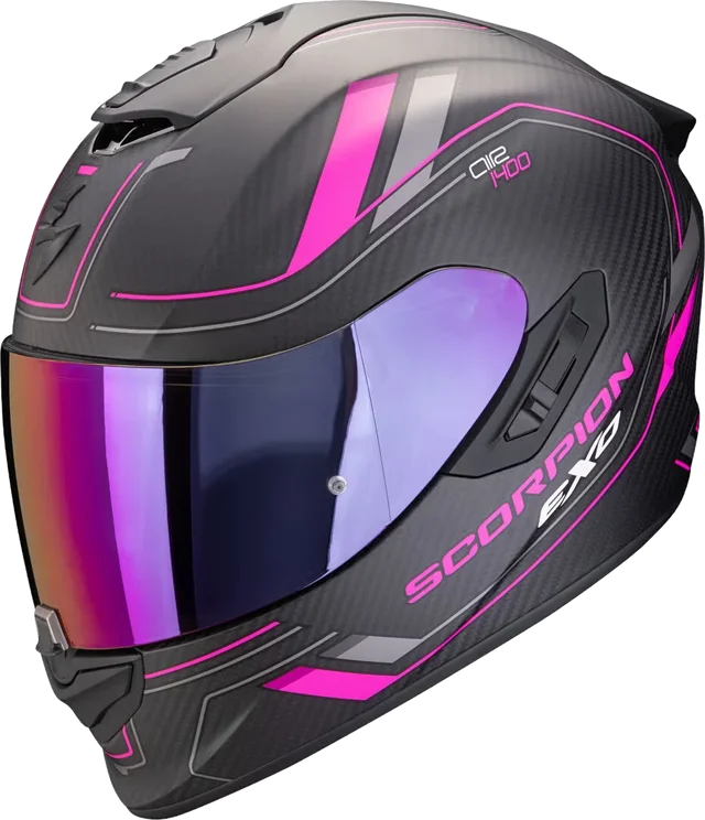Scorpion EXO-1400 Evo II Carbon Air Mirage Matt Black Orange Full Face Helmet, black matt/pink