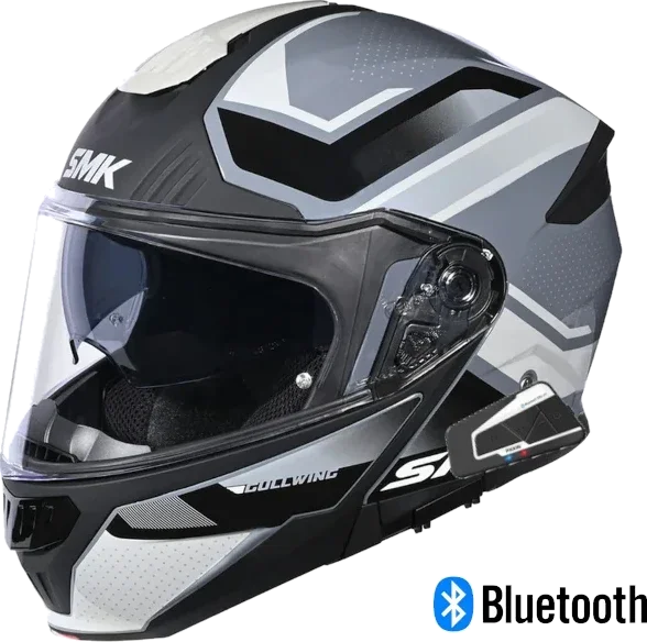 SMK Gullwing V2 Supertour Modular Bluetooth Helmet White Gray