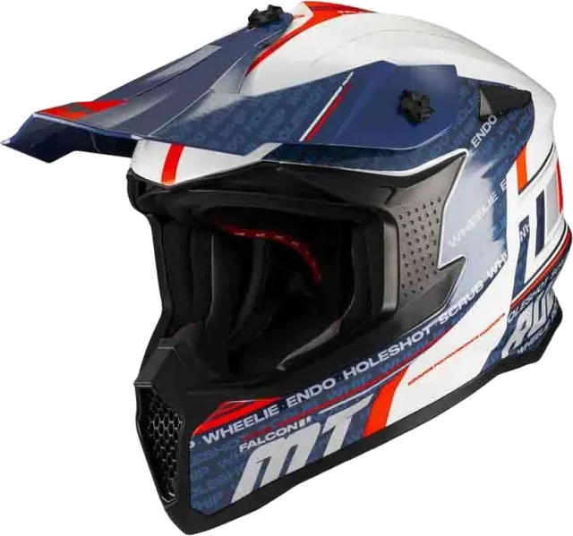 MT Helmets Falcon S Ruler Off-road Helmet, Gloss White / Black / Red