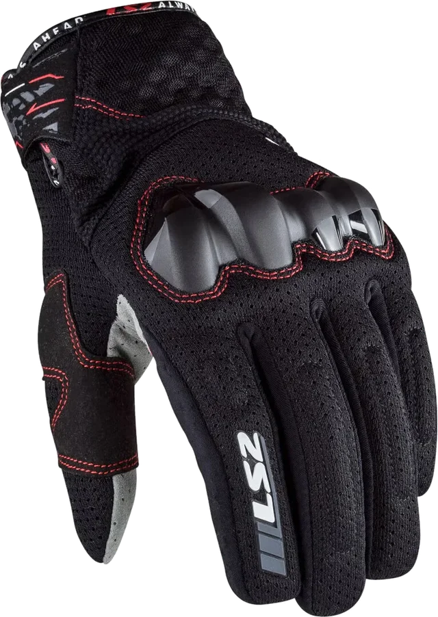 LS2 Chaki Mesh Motocycle Gloves, black
