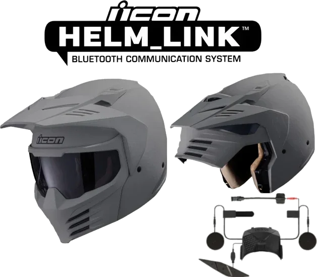 Icon Elsinore Bluetooth Helmet Monotype Gray HelmLink