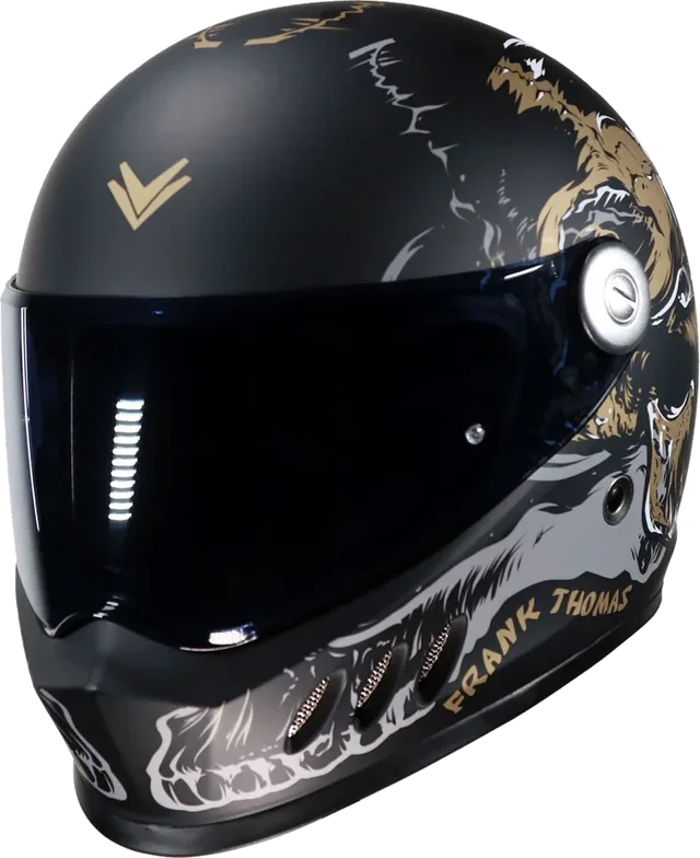 Frank Thomas YM-833 Predator Helmet Skull Black Gold, Skull Black Gold