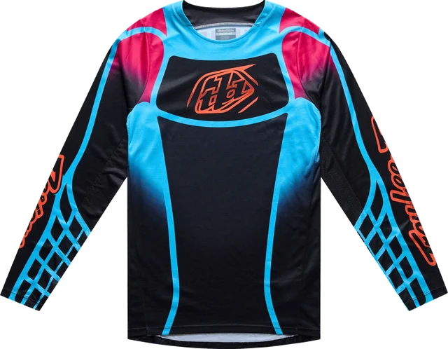Troy Lee Designs GP Pro LS Jersey Framework Black / Cyan, BLACK / CYAN