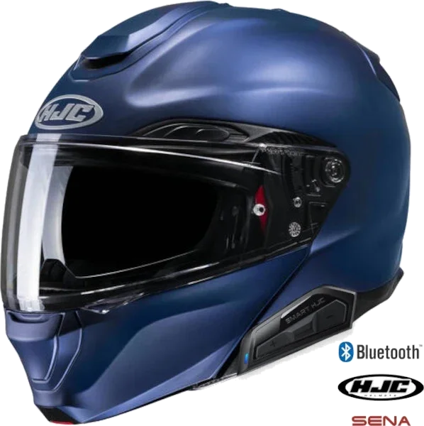 HJC RPHA 91 Bluetooth Helmet Metallic Blue 50b Installed