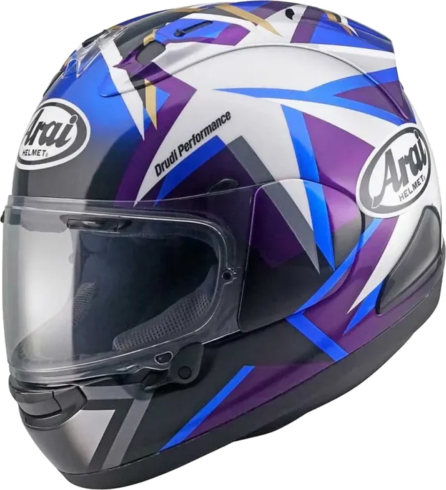 Arai Rx-7v Evo Mvk Stars Ece 22.06 Full Face Helmet, Grey / Blue / Purple