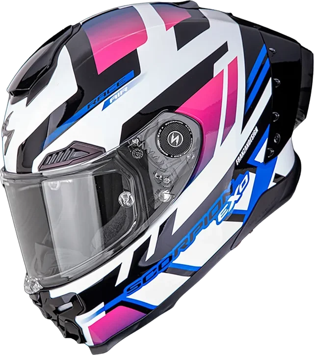 Scorpion Exo-race Air Carbon Fury Fim#2 Full Face Helmet, White / Pink / Blue