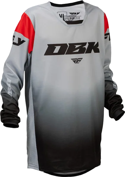 Fly Racing Youth Kinetic DBK Jersey, Grey/Black/Red