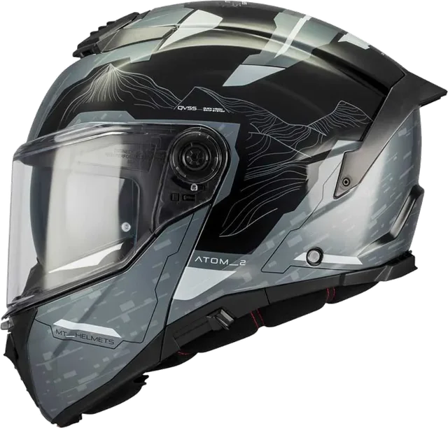 MT Helmets Atom 2 SV Highlands Modular Helmet, Gloss Grey / Black