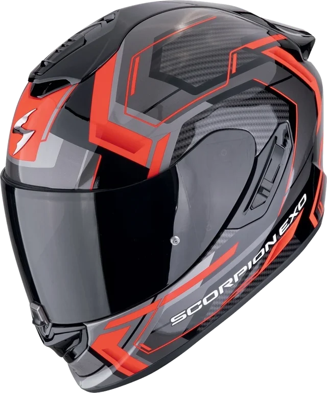 Scorpion EXO-1400 Evo II Air Linart Grey White Full Face Helmet, Black / Red