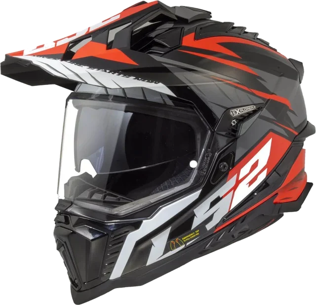 LS2 Explorer Spire Black Titanium Red-06 MX701, Black Titanium
