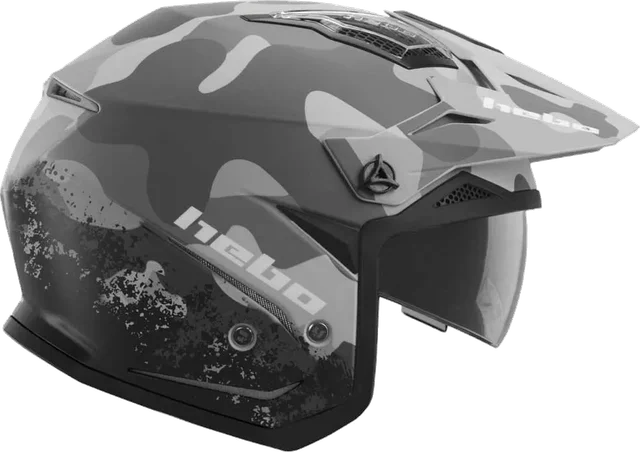 Hebo Htr-p01 V6 Camo Open Face Helmet, Black