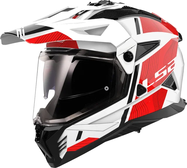 LS2 MX702 Pioneer II Hill Matt Black / White, White Red