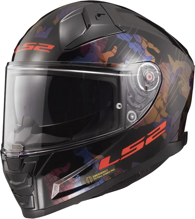 LS2 FF811 Vector II Kamo Glossy Black Blue-06 Full Face Helmet, Glossy Black