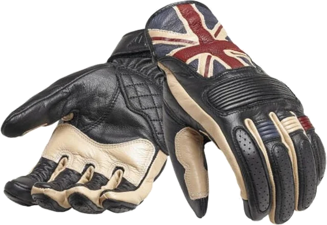Triumph Union Jack Flag Leather Gloves, Black