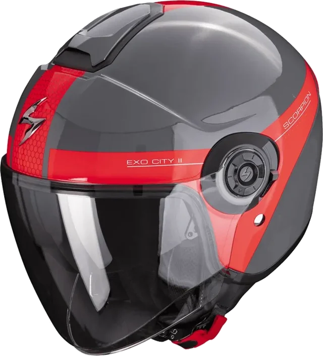 Scorpion Exo-city II Short Open Face Helmet, Grey / Red