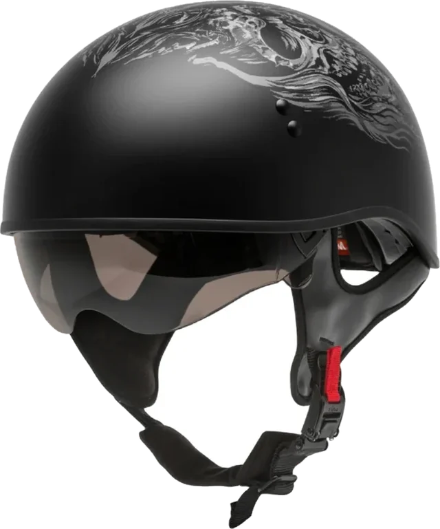 Gmax HH-65 Ghost/Rip Naked Half Helmet, flat black