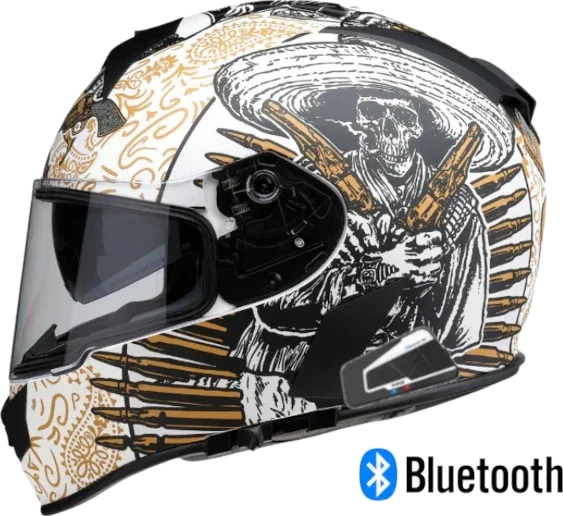 Z1R Warrant Full Face Bluetooth Helmet Sombrero White Gold