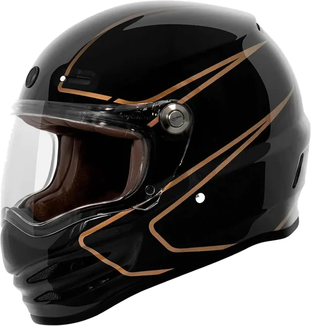 Torc T-9 Full Face Helmet, gloss black gold deep stage