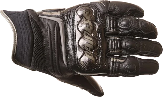 DAINESE Carbon D1 Short Gloves, Black-Black-Red Fluo