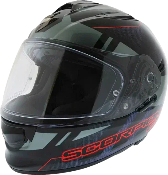 Scorpion Exo 510 Stage Helmet Black Silver Red, Black Silver Red