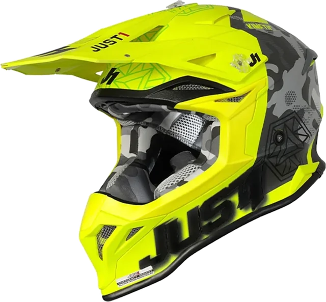 Just1 J39 Kinetic Camo Red Lime Yellow Matt