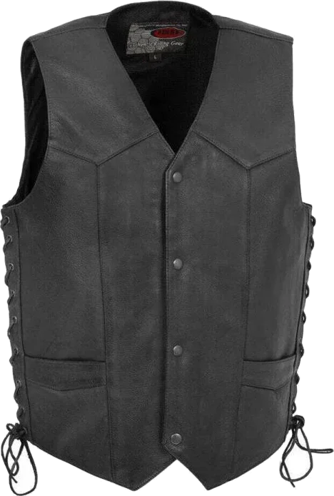 First Manufacturing Rancher Western Style Leather Vest, Black