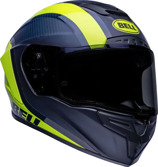 Bell Race Star Flex DLX - Tantrum 2 Matt/Gloss Dark Blue/Hi-Viz Yellow - Protint Visor