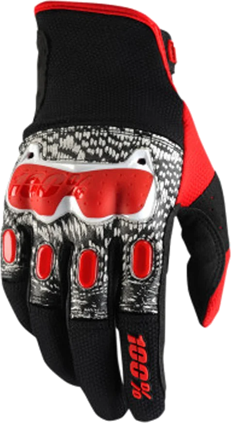 100% Derestricted Gloves, black red