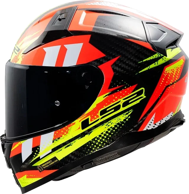 LS2 FF811 VECTOR 2 CARBON TANTIC RED H-V YELLOW (Includes Additional Dark Visor), tantic red h v yellow