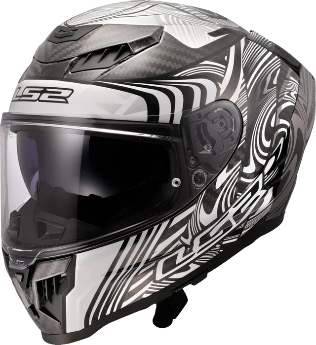 LS2 FF807 Dragon Enthum Silver Full Face Helmet, Carbon/White