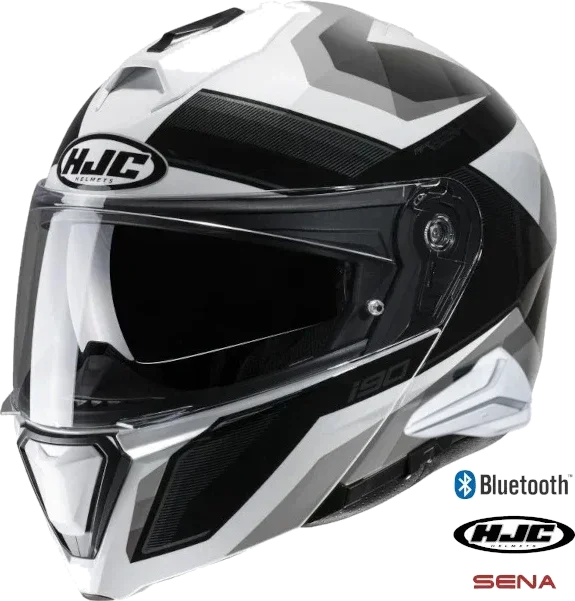 HJC i90 Modular Bluetooth Helmet Lark Graphic MC-10 20b Installed