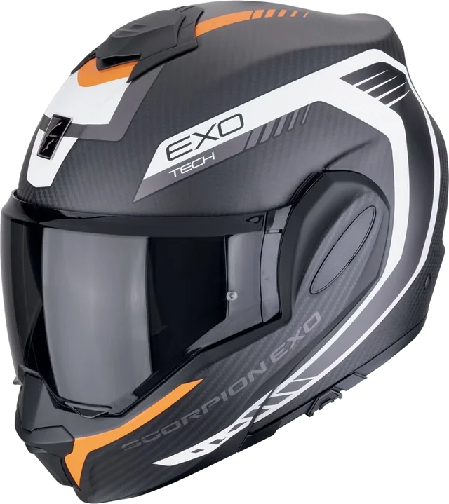 Scorpion Exo-tech Evo Carbon Cosy Modular Helmet, Matt Black / Orange