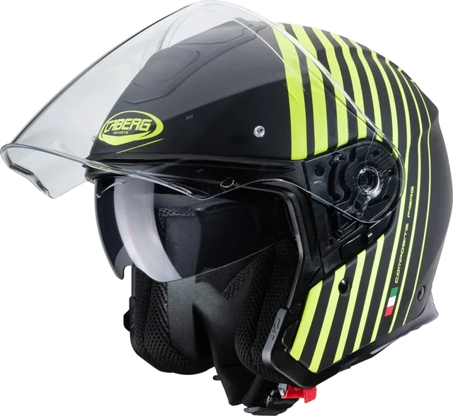 CABERG Flyon Bakari Matt - Black / Yellow Open Face Motorcycle Helmet S / O