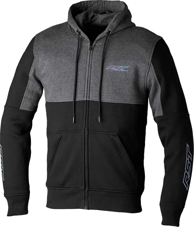 RST Team Zip Through CE Mens Textile Hoodie, black grey
