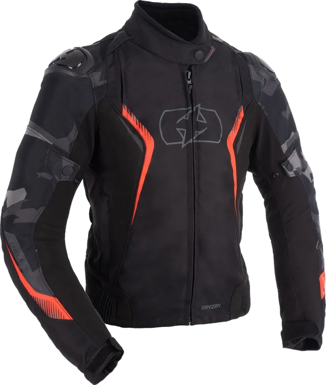 Oxford Clothing Oxford Ladies Omega D2D 1.0 Textile Jacket - Black / Camo / Red, Black / Camo / Red