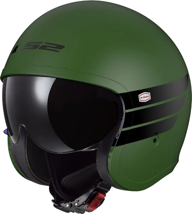 LS2 OF599 Spitfire II Retro Matt Military Green Jet Helmet, Matt Green