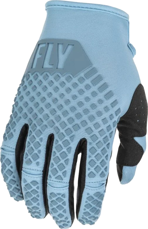 Fly Racing Youth Kinetic Diamond Plate Light Blue Gloves, Red/Grey