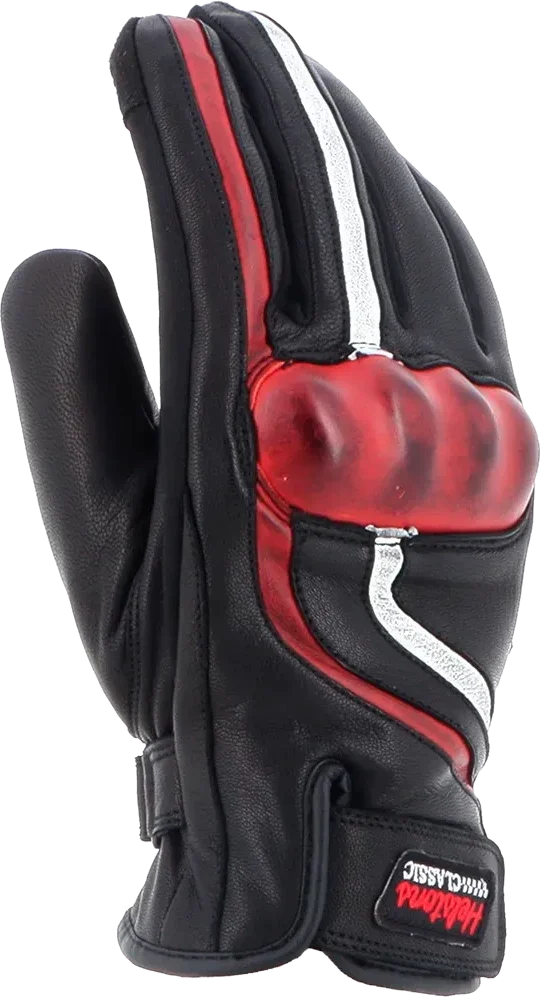 Helstons Bud Leather Gloves, Black / Red / White