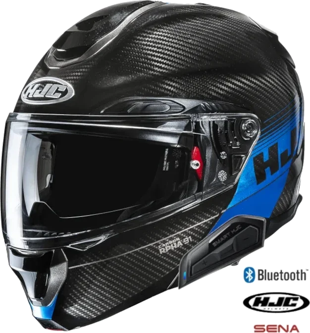 HJC RPHA 91 Bluetooth Helmet Carbon Elig MC2 11b Installed