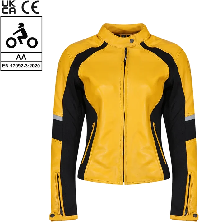 MotoGirl Fiona Yellow Leather Jacket, Yellow