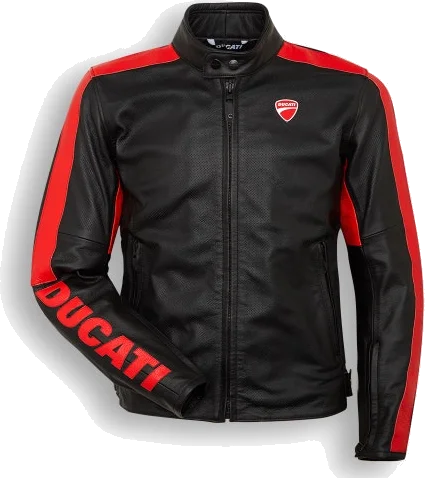 Ducati Company C4 Perforated Leather Jacket, Black/Red