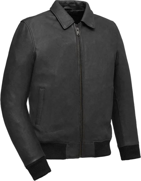 First Manufacturing Moto Bomber Leather Jacket, Black