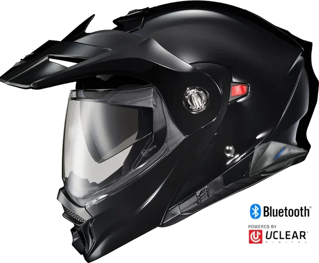 Scorpion EXO-AT960 Dual Sport Modular Helmet Gloss Black EXO-Com Kit