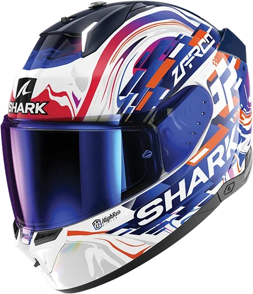 SHARK SKWAL i3 ZARCO GP DE FCE WVB (CLEAR AND IRIDIUM VISOR), red white blue