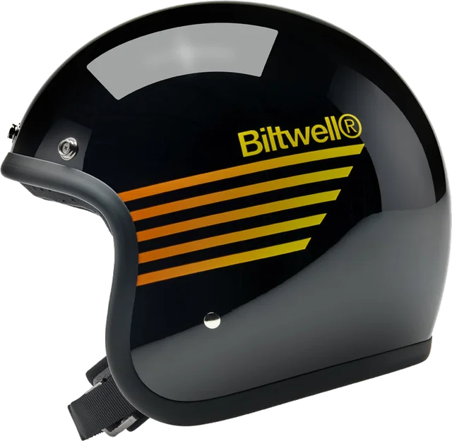 Biltwell Bonanza Helmet - Lightspeed Gloss Black / Orange / Yellow, Gloss Black/Orange/Yellow