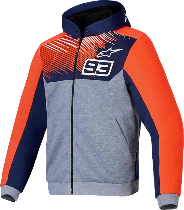 Alpinestars MM93 Chrome V2 Sport Hoodie, Blue Navy/Gray Mel/Red Fluo