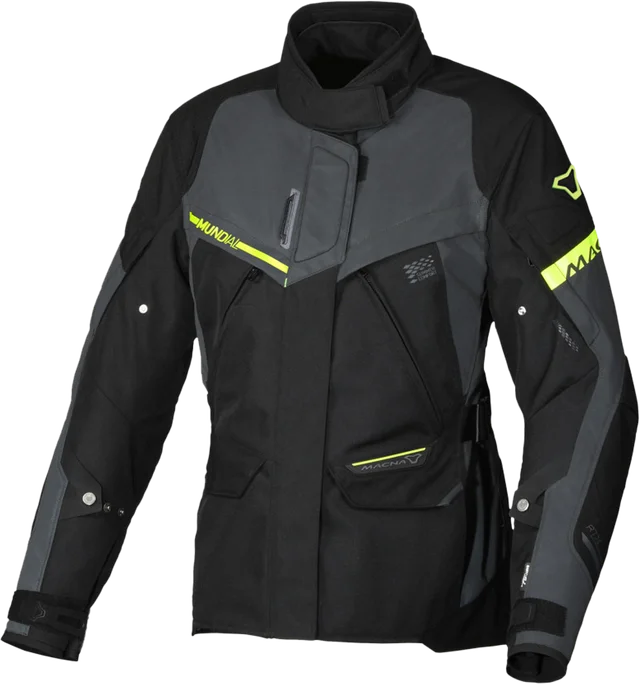 Macna Mundial Night Eye Women's Motorcycle Jacket, Grey/Yellow