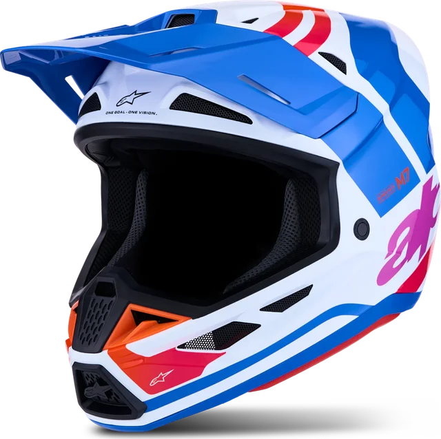 Alpinestars S-M7 Core MX Helmet, White/Blue/Orange/Pink/Gloss