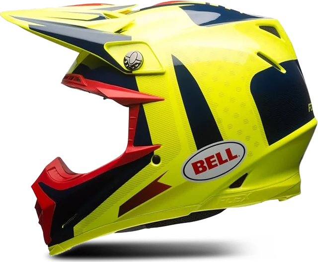 BELL Moto-9 Flex Vice MX Helmet, Blue/Yellow