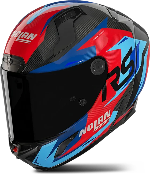 Nolan X-804 RS UC Fuorigiri Full Face Helmet, Carbon/Lava Grey/Red